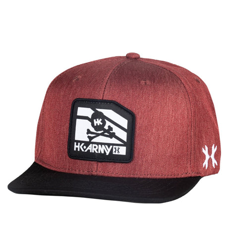 HK Army Cap - Clip Snapback Hat - Black/Burgundy