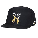 HK Army Cap - Split Snapback Hat - Black/Gold/White