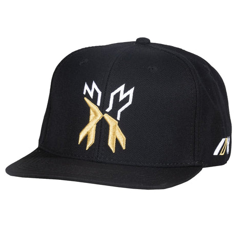HK Army Cap - Split Snapback Hat - Black/Gold/White