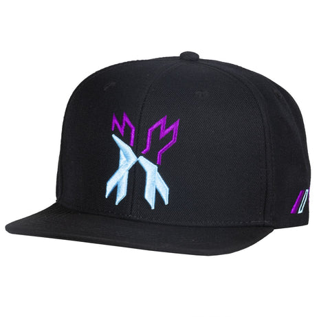 HK Army Cap - Split Snapback Hat - Black/Blue/Purple