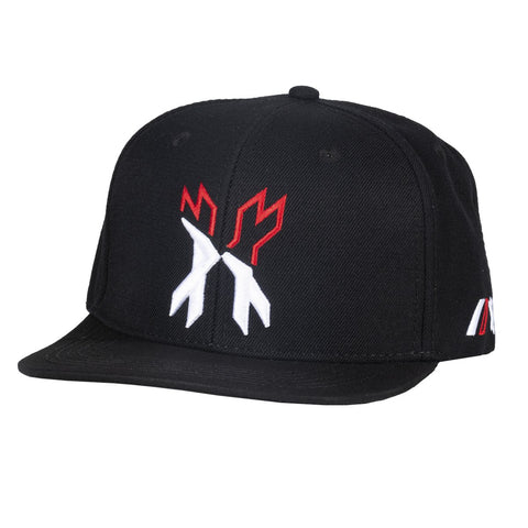 HK Army Cap - Split Snapback Hat - Black/White/Red