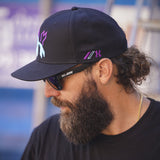 HK Army Cap - Split Snapback Hat - Black/Blue/Purple