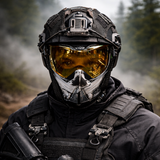 HK Army Push Unite MKII Paintball Maske - Warlord Enforcer -White Skull - Gold Lens