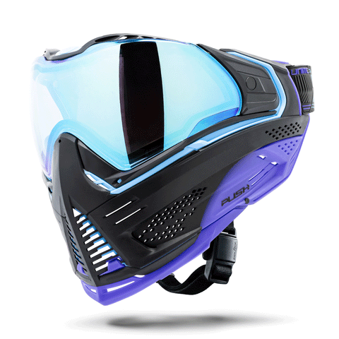 HK Army Push Unite MKII Paintball Maske - Nebula (Black/Turq/Purple) - Blue Lens