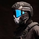 HK Army Push Unite MKII Paintball Maske - Warlord Soul - White Skull - Blue Lens