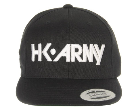 HK Army Cap - Typeface Snapback Hat Black/White